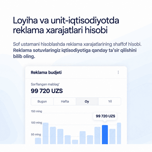 Reklama xarajatlarini loyiha iqtisodiyoti va unit-iqtisodiyotda hisobga olish